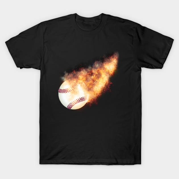 Baseball Flames T-Shirt by Ratherkool